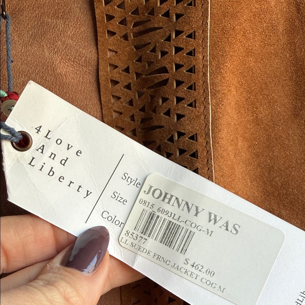 Johnny Was Cognac Suede Jacket with Fringe